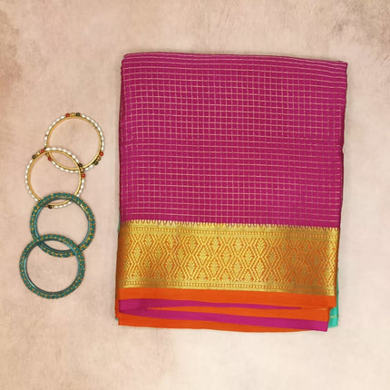 Pure Crepe Mysore Silk Saree Silver butta