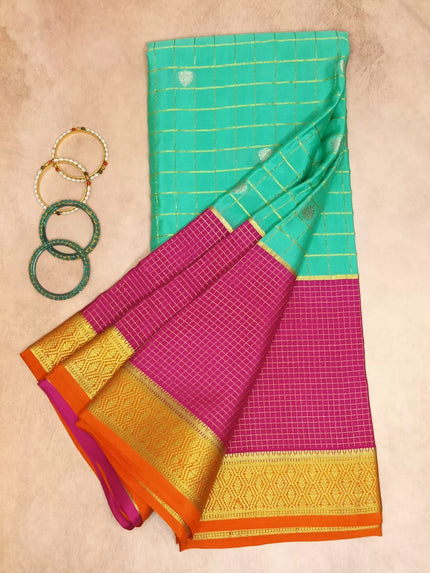 Pure Crepe Mysore Silk Saree Silver butta