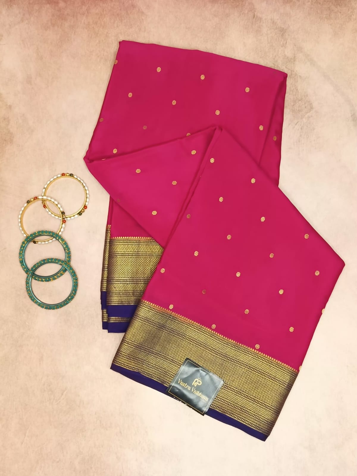 PURE CREPE MYSORE SILK SAREE PINK BODY BUTTA