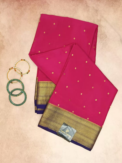 PURE CREPE MYSORE SILK SAREE PINK BODY BUTTA