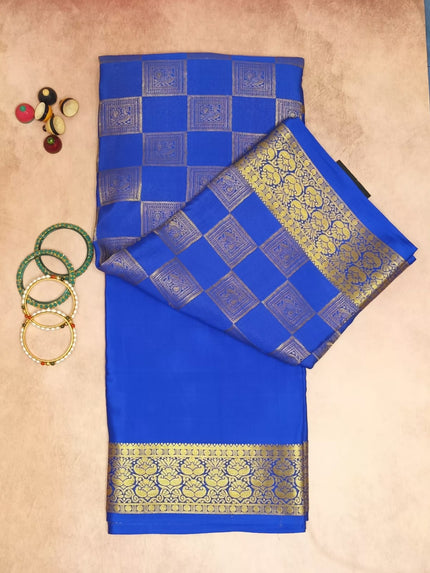Pure Crepe Mysore Silk Saree Half Box checks