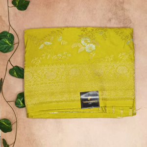 Satin Masakali Saree - Yellow