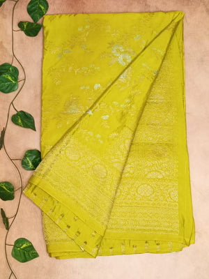 Satin Masakali Saree - Yellow