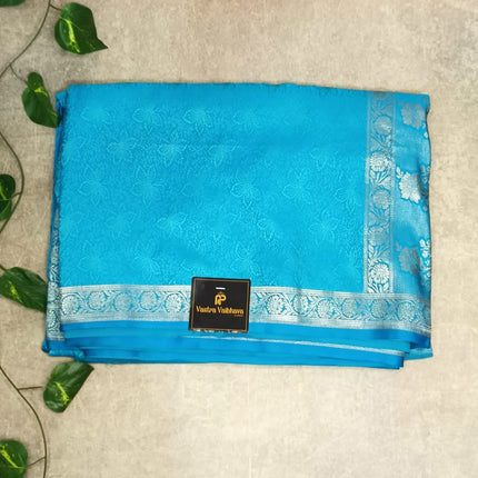 Sky Blue Mashroo Silk Saree
