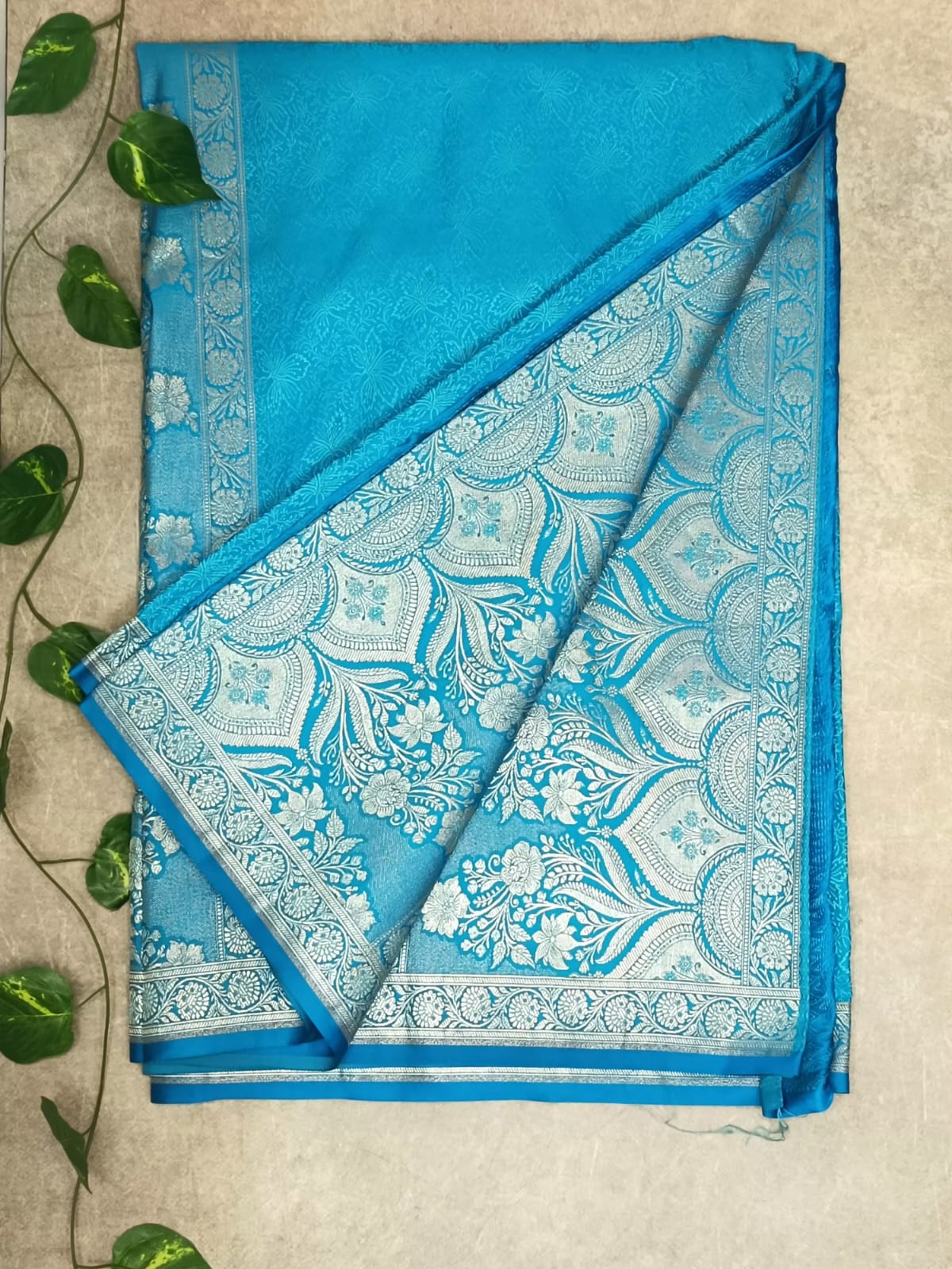 Sky Blue Mashroo Silk Saree