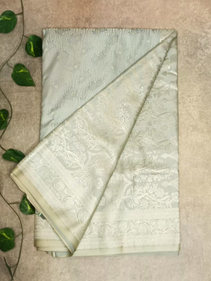 Grey Mashroo Silk Saree
