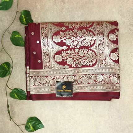 Wine Mashroo Silk Saree