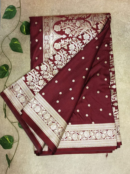 Wine Mashroo Silk Saree