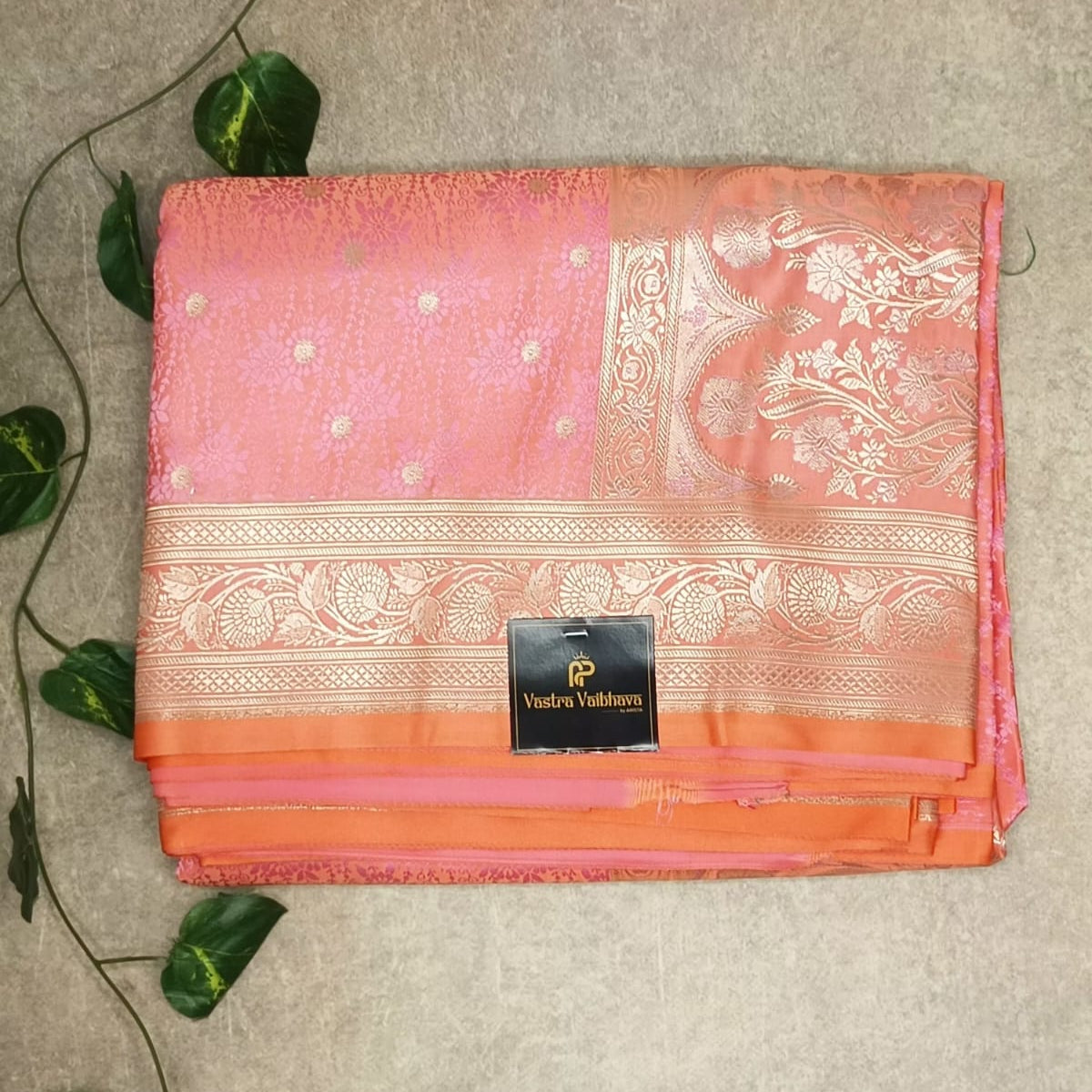 Orange Mashroo Silk Saree