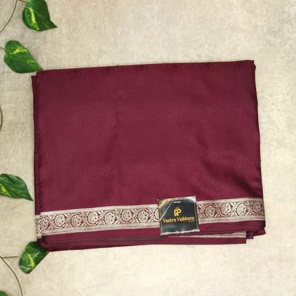 Premium Mashroo Saree - Deep Maroon