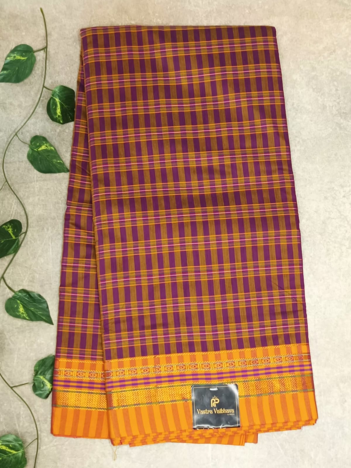 Traditional Purple & Mustard Ilkal Saree