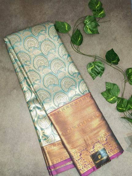 Semi Kanchi Tissue Silk Saree -  Blue