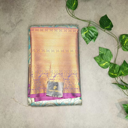 Semi Kanchi Tissue Silk Saree -  Blue