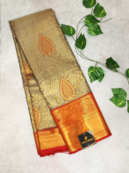 Semi Kanchi Tissue Silk Saree- Grey
