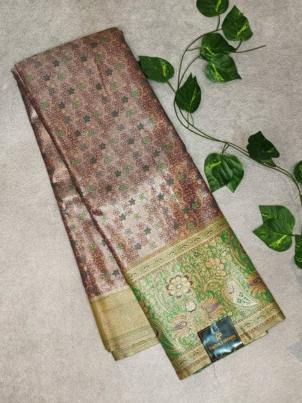 Semi Kanchi Tissue Silk Saree-Purple