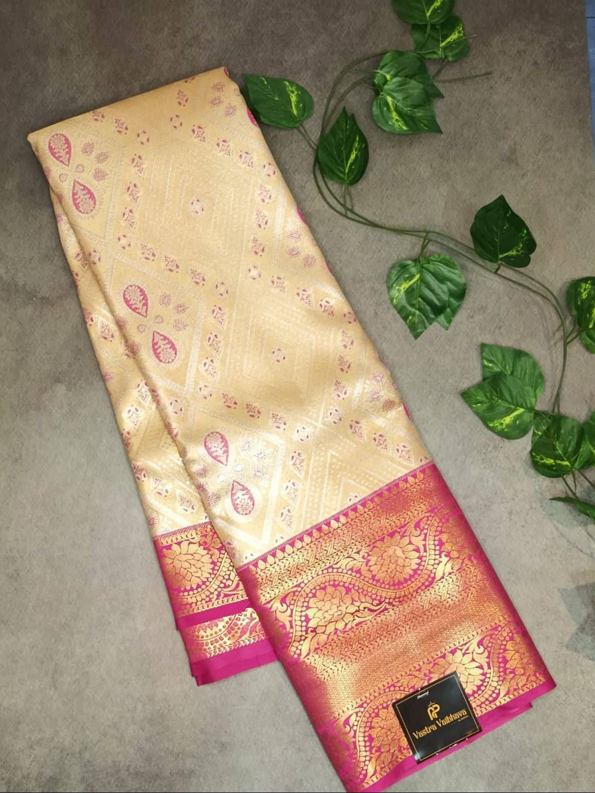 Semi Kanchi Tissue Silk Saree- Golden Elegance
