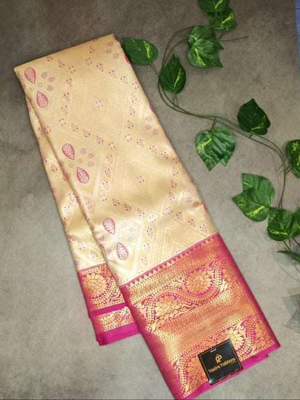 Semi Kanchi Tissue Silk Saree- Golden Elegance