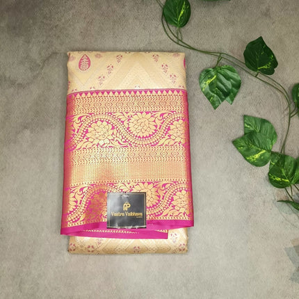 Semi Kanchi Tissue Silk Saree- Golden Elegance