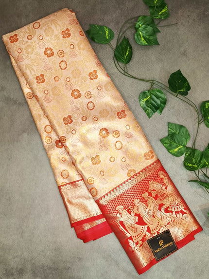 Semi Kanchi Tissue Silk Saree- peach