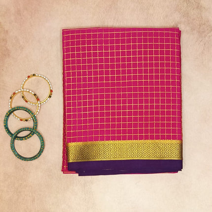 Pure Mysore Crepe Silk Saree Pick & Pick checks
