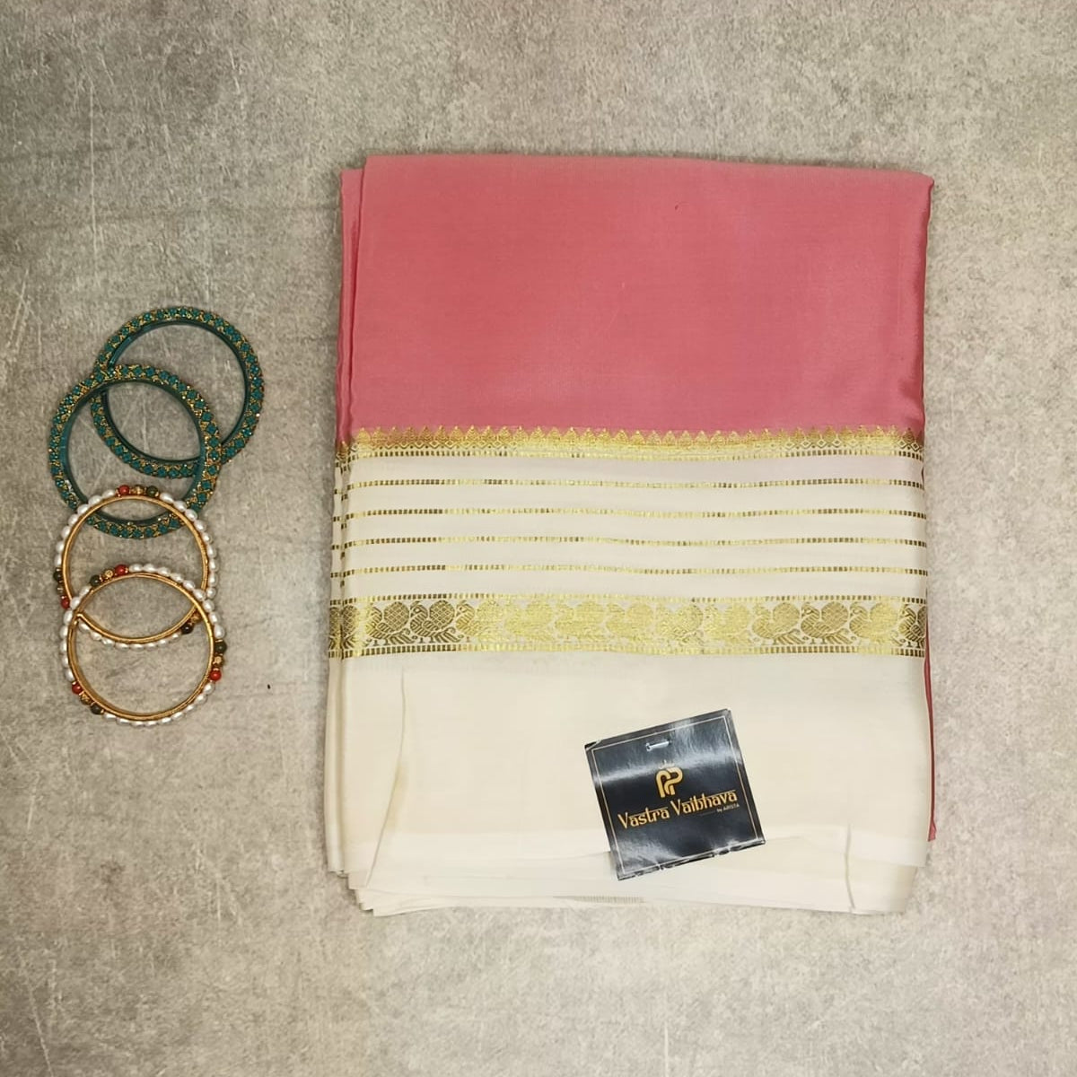 Pure Mysore Crepe silk Saree Peacock Line Boarder