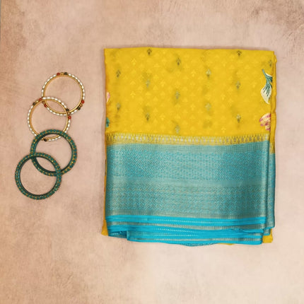PURE CREPE MYSORE SILK SAREE WITH EMBROIDERY