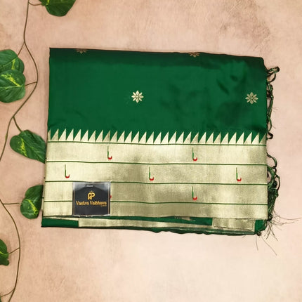 Semi Soft Silk Paithani Saree - Green