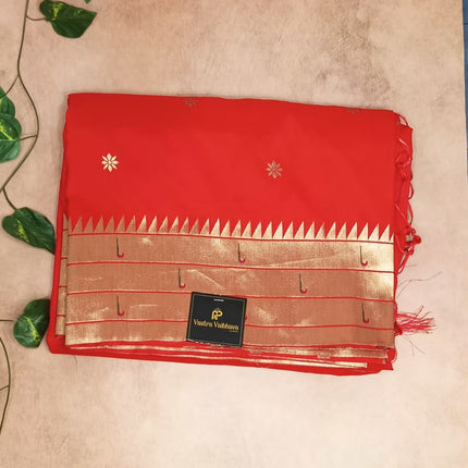 Semi Soft Silk Paithani Saree - Red