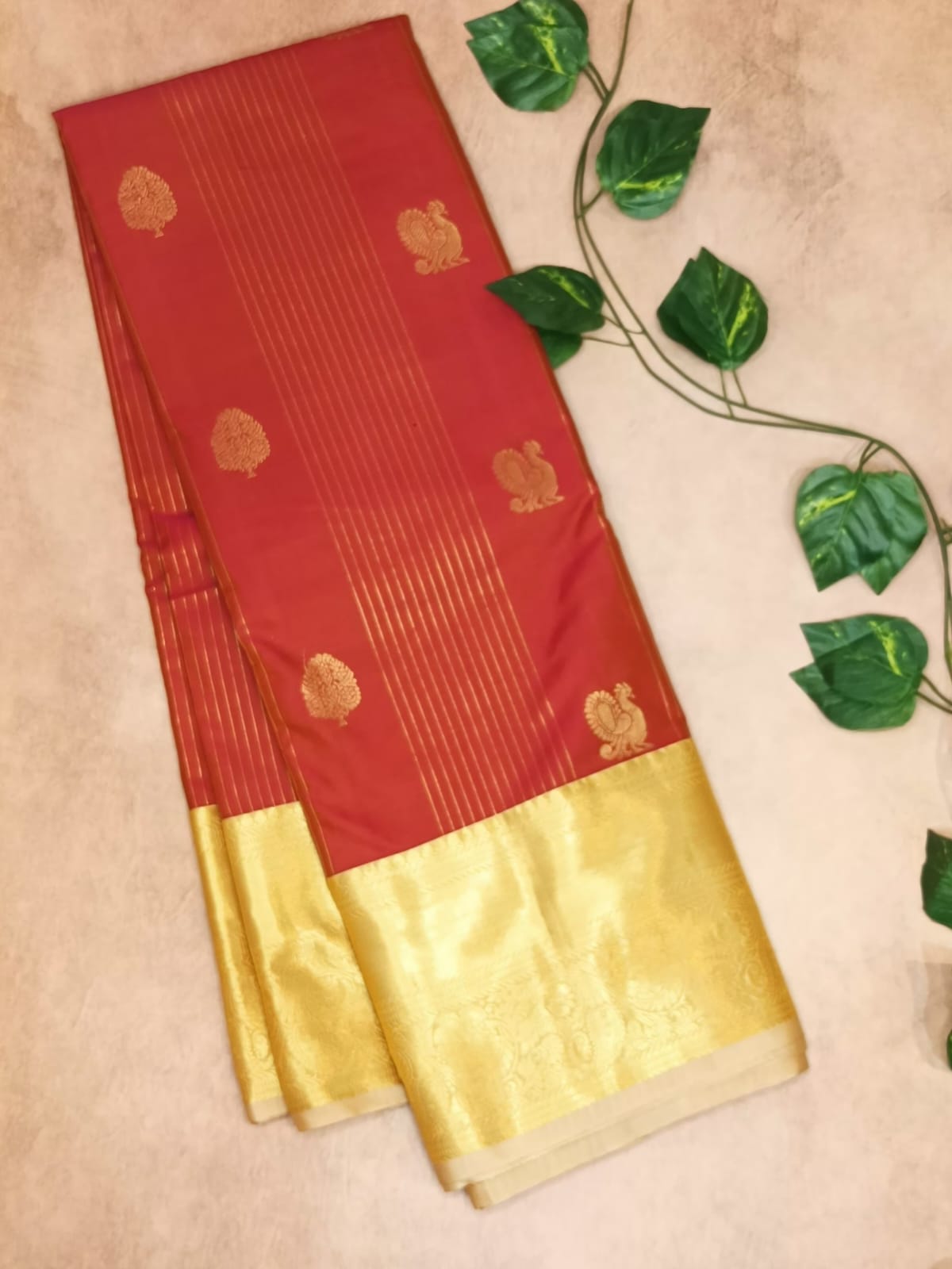 Semi Kanchipuram Silk Saree- Primium- Ruby Red