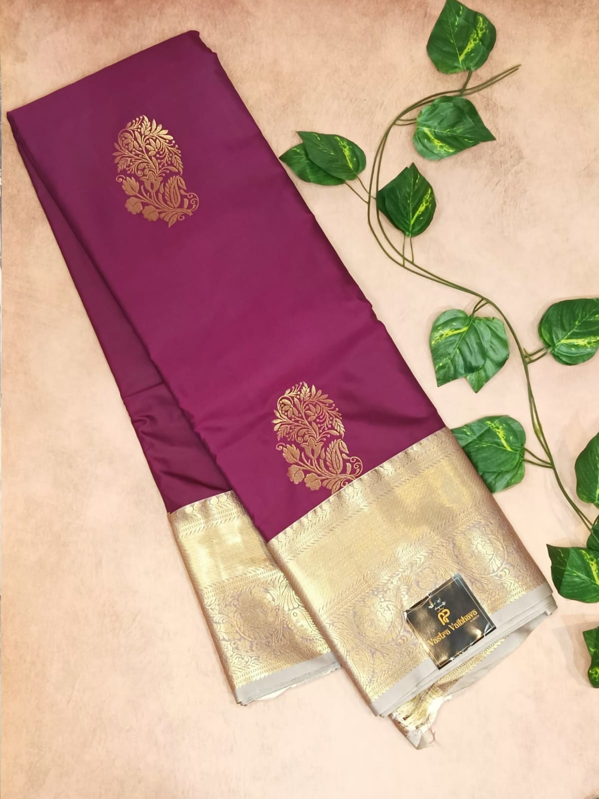Premium Semi Kanchipuram Silk Saree -  Magenta Pink
