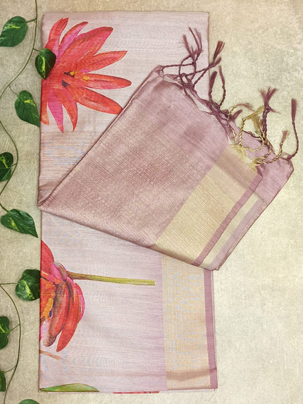 Degital Chanderi Saree- Pastel Pink