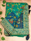 Blue Embroidery patola Work Saree