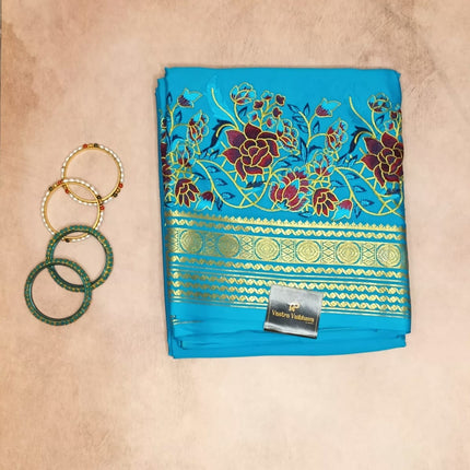 Pure crepe Mysore Silk Embroidery Saree