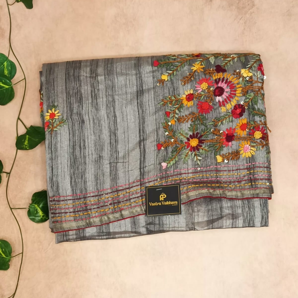 Pure Tussar Katta Work Saree
