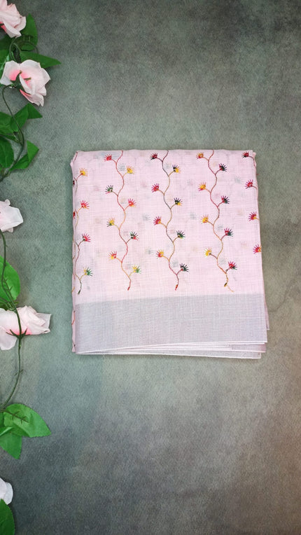 Linen Embroidery Sarees
