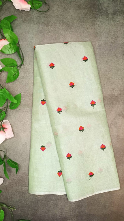 Linen Embroidery Sarees(Janaki)