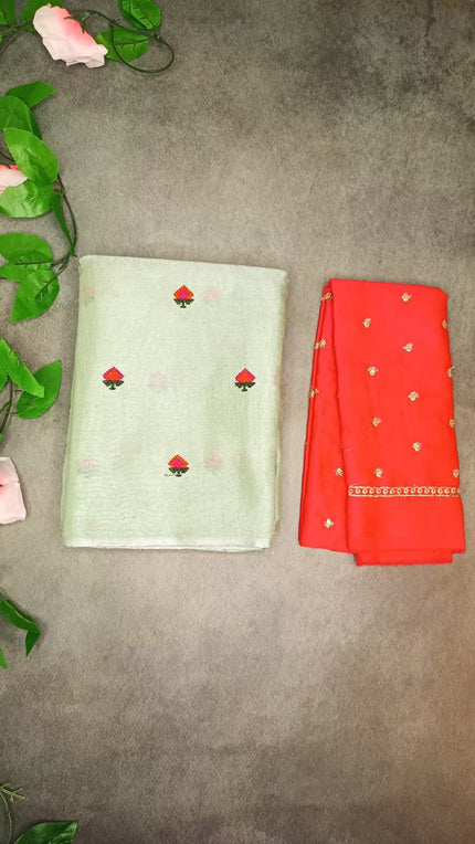 Linen Embroidery Sarees(Janaki)