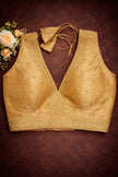 Raw Silk Thread Work V-Neck Blouse