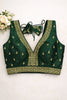 Raw Silk Thread Work V-Neck Blouse