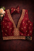 Raw Silk Thread Work V-Neck Blouse