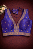 Raw Silk Thread Work V-Neck Blouse