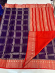 Semi Crepe Silk Vintage PURPLE with Orange