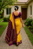 Semi Crepe Silk Vintage Yellow with Purple