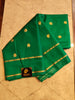 CREPE SILK Green & Golden Peacock Motifs Saree