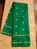 CREPE SILK Green & Golden Peacock Motifs Saree