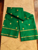 CREPE SILK Green & Golden Peacock Motifs Saree