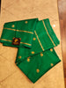CREPE SILK Green & Golden Peacock Motifs Saree