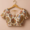 Natural Crepe Blouse with Pen Kalamkari Embroidery