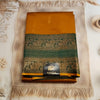 Mango yellow & Green Semi Kanchipuram Silk Saree with Golden Zari Border