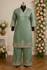 Green co ord set with Embroidery